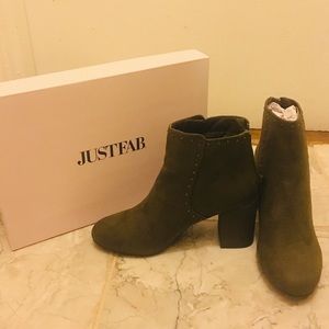 Olive suede booties